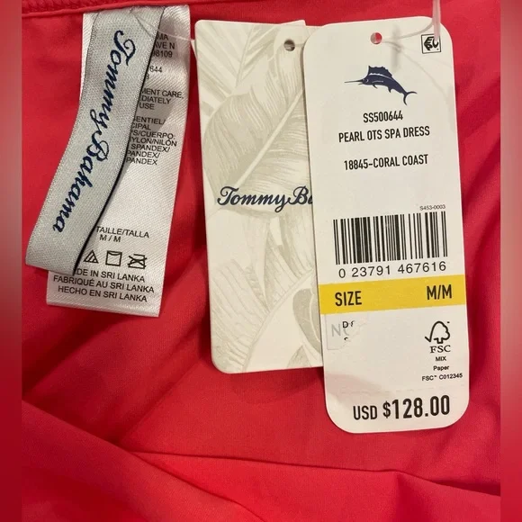 Tommy Bahama Off the Shoulder Spa Dress Size Medium Coral Coast Color - Picture 5 of 11